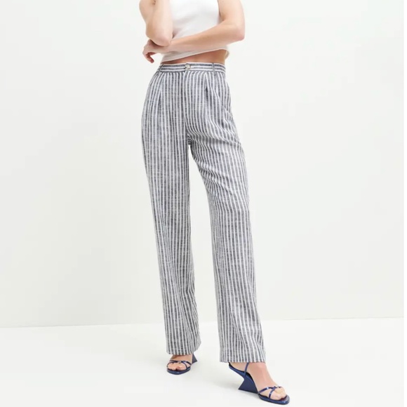 Reformation Pants - Reformation Black and White Striped Straight Leg Pants